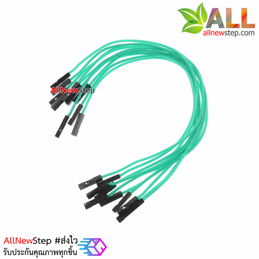สายไฟจัมเปอร์ 20cm สาย jumper 20 cm จำนวน 10 เส้น เมีย-เมีย สีเขียว