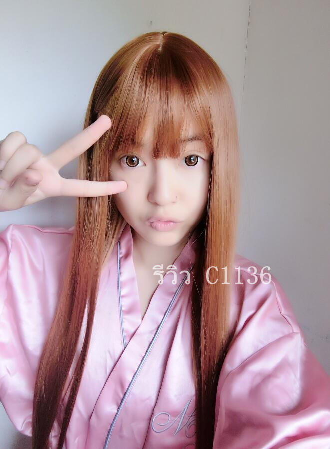 C1136 วิกผมยาว เเสกกลางเห็นหนังศรีษะ หน้าม้าบาง