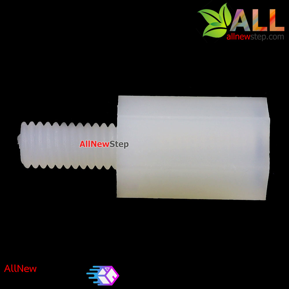 น็อตไนลอน NUT Nylon M3 ขนาด 10+6mm สีขาว จำนวน 1 ชิ้น