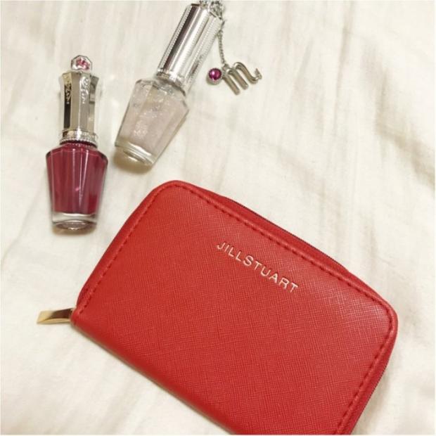 🟢พร้อมส่ง (มีกล่อง) JILL STUART กระเป๋าใส่บัตร กระเป๋าใส่บัตรเหรียญ หนัง PU สีแดง