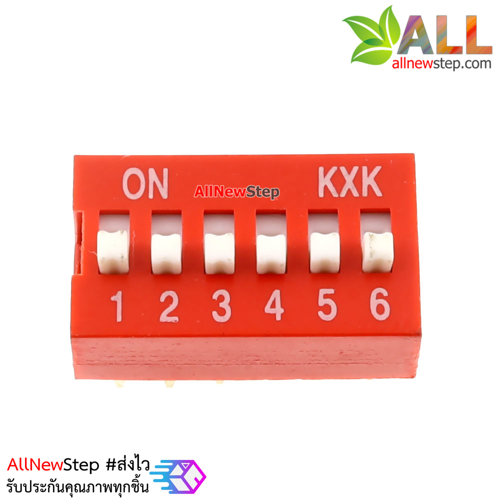 DIP switch DIP 2.54mm สวิตช์แบบ DIP ระยะห่างระหว่างขา 2.54mm ขนาด 6 ช่อง dip6