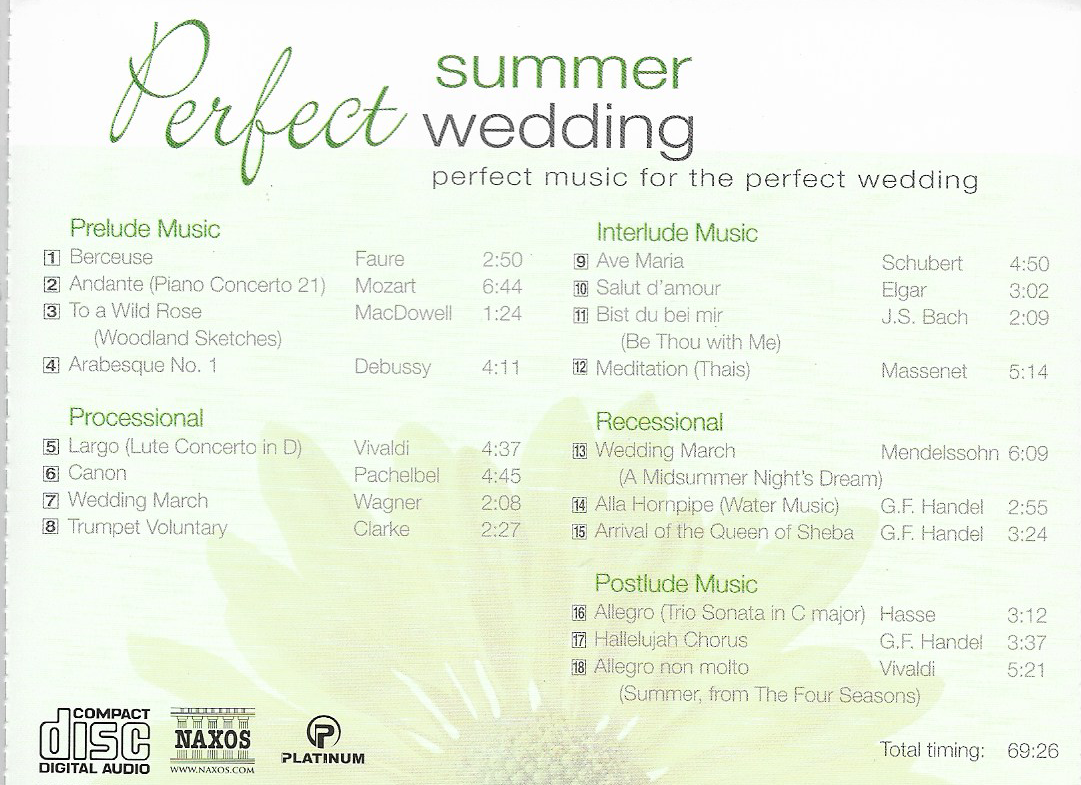 CD,Perfect Summer Wedding (2005)(Classics)(instrumental)(VA)(Naxos)(Thai)