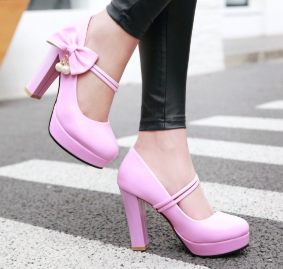 รองเท้าคัทชูส้นสูงน่ารักๆ ไซต์ 34-43 สีดำ/ขาว/ครีม/ชมพู/ม่วง