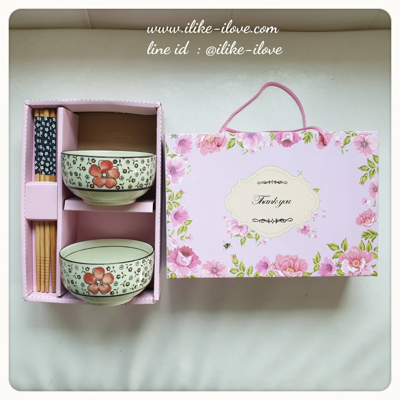 ของรับไหว้ ชุดชาม+ตะเกียบแพ็คกล่อง