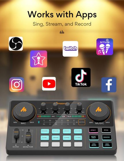 MAONO AU-AM200 Audio Mixer Caster Lite Portable podcast console