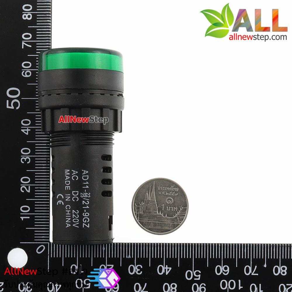 หลอดไฟสัญญาณ LED ขนาด 22 มม 220V Light Indicator Signal Pilot Lamp AC/DC 220V สีเขียว