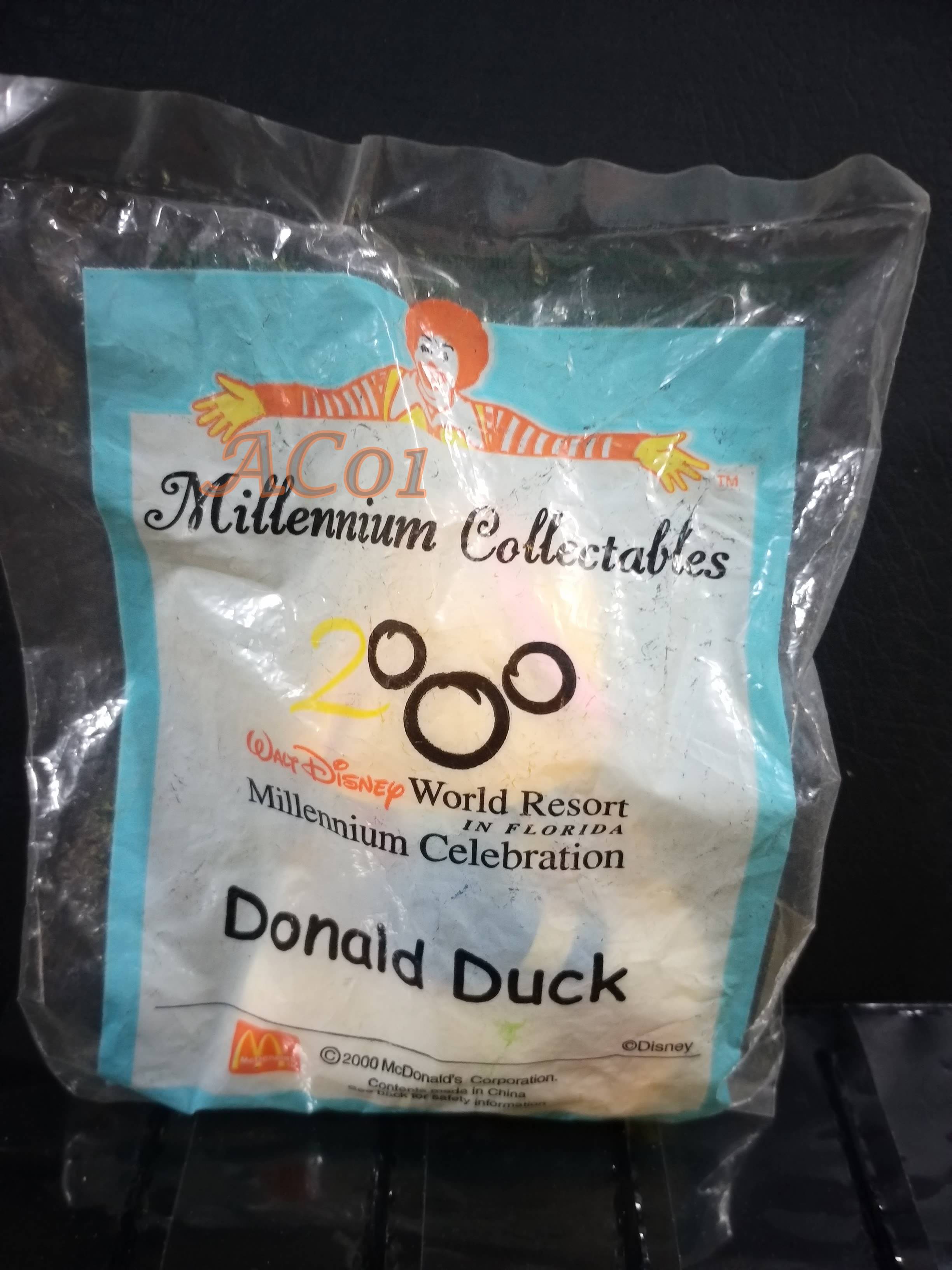 ของเล่นMcDonald's ของเล่นHappy Meal / Walt Disney World. Millennium Collectables - DONALD DUCK / ในถุงเดิม ไม่แกะ ถุงเก่าหน่อย เก่าเก็บ