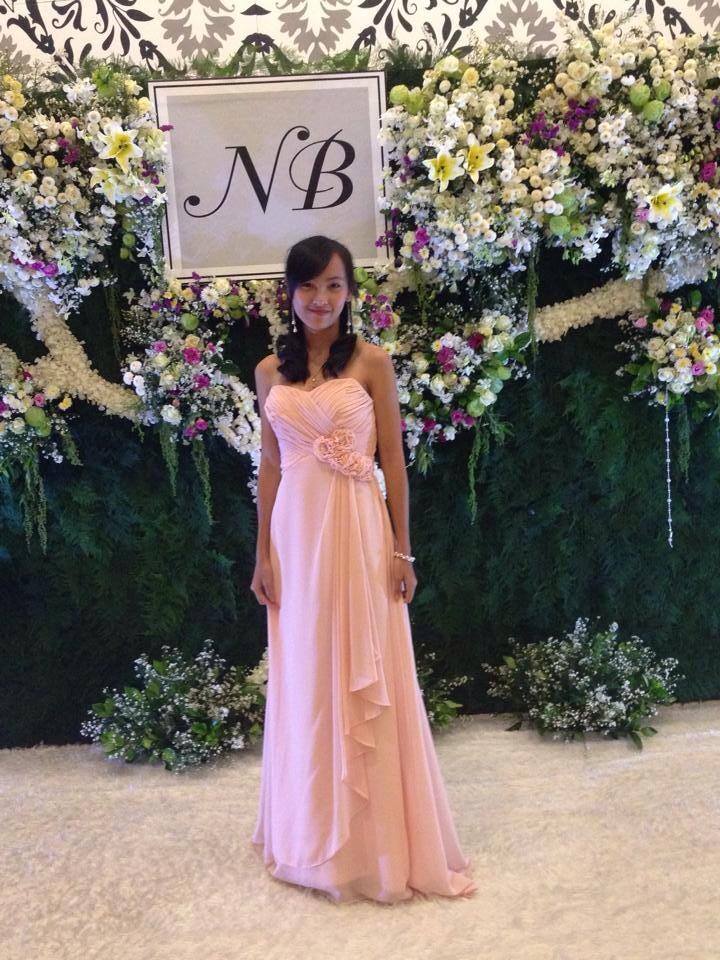 ชุดไปงานแต่งงาน สีชมพูพาสเทล