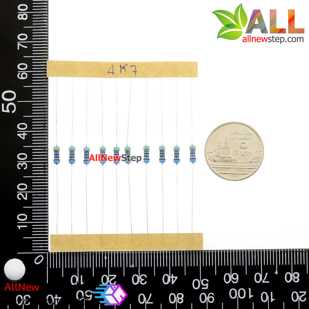 ตัวต้านทาน 4.7K 1/4W Metal film 1% จำนวน 10 ชิ้น