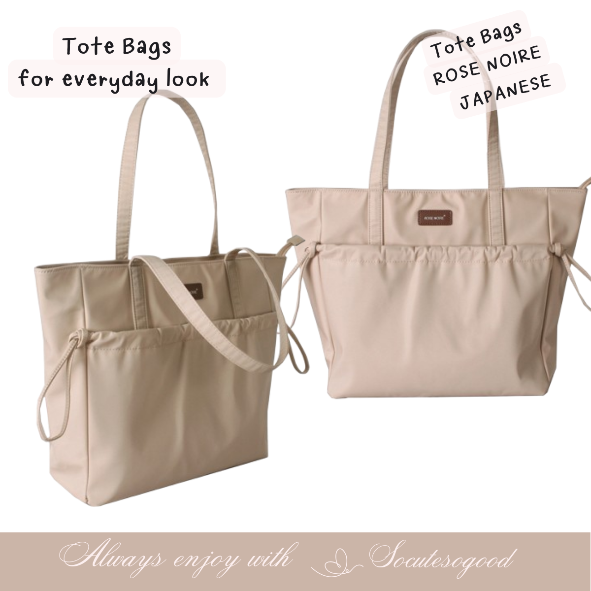 Rose Noire Tote bags for everyday look กระเป๋าดูเรียบหรูมีสไตล์ สะพายได้ทุกลุคทุกวัน น้ำหนักเบ๊าเบา สำเนา