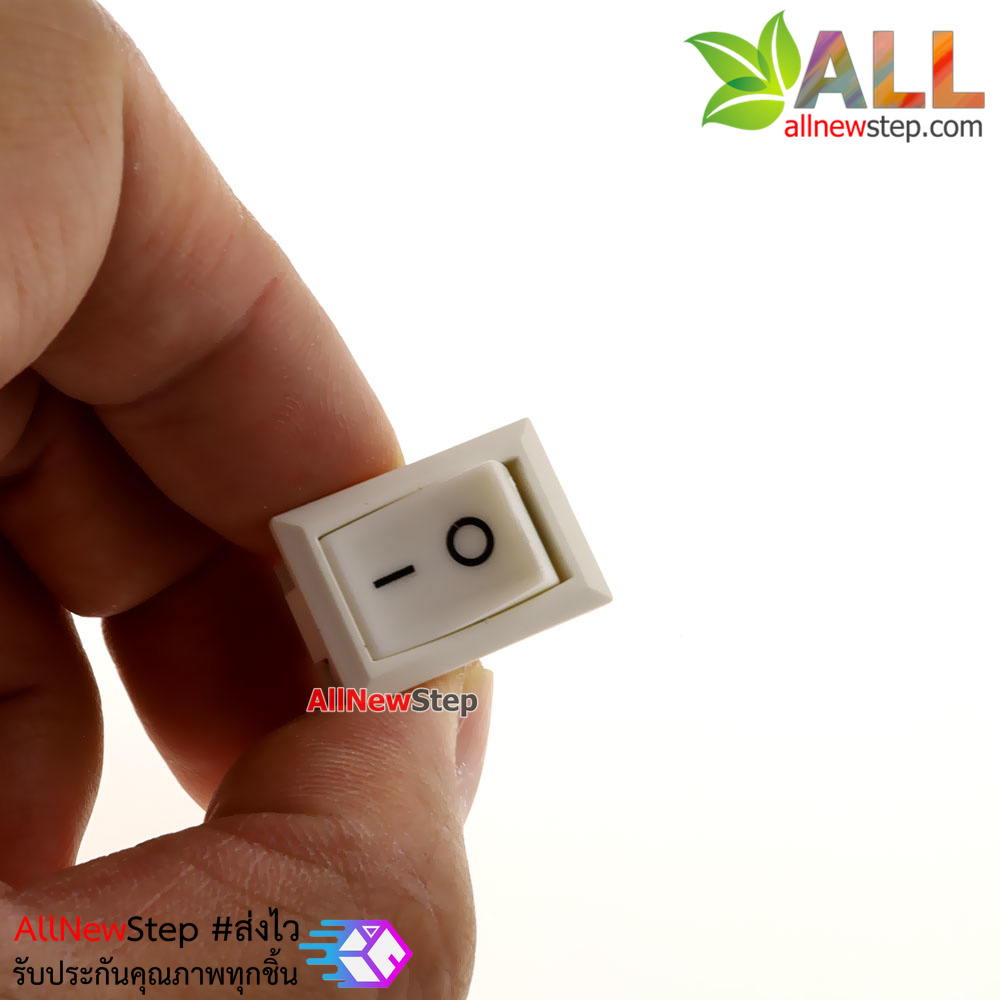 สวิตช์เปิด/ปิดไฟ 220V 6A ขนาด 15x21mm 2 ขาสีขาว