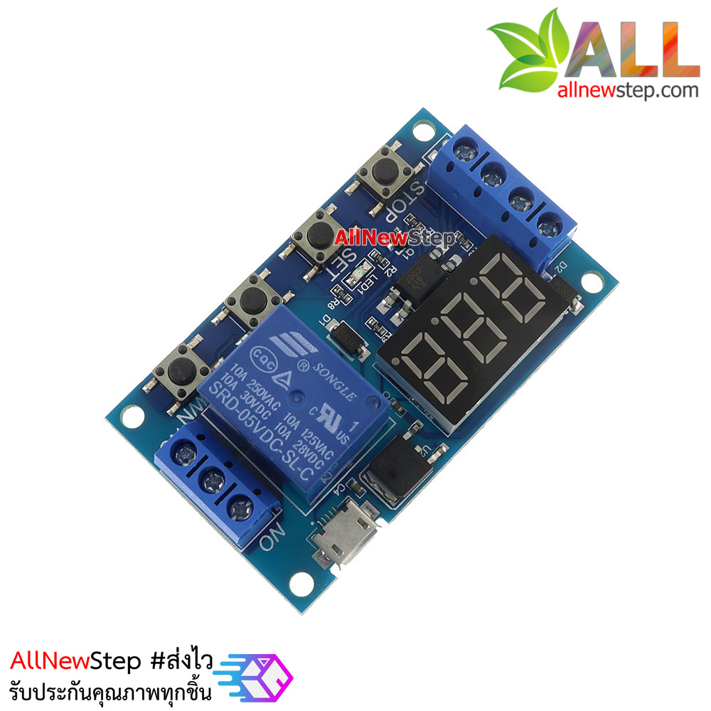 โมดูลรีเลย์หน่วงเวลาปิด 0-999 วินาที Digital Delay Timer 6-30V Relay Switch Control Module