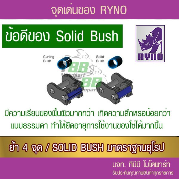 โซ่ RYNO X Ring 428 ทองนอกใน 136 ข้อ พร้อมข้อต่อกิ๊ฟ 1 ข้อ