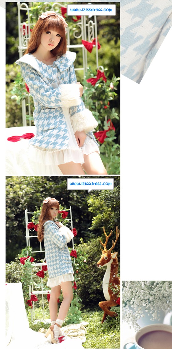 ***พร้อมส่ง size M L มีจำนวนจำกัดค่ะ***เสื้อโค้ทกันหนาวลายสก๊อตสีฟ้าแขนยาว ตกแต่งขนเฟอร์สีขาวรอบข้อมือ มีกระเป๋า 2 ข้างติดกระดุมด้านใน สวยหวานเหมือนแบบค่ะ