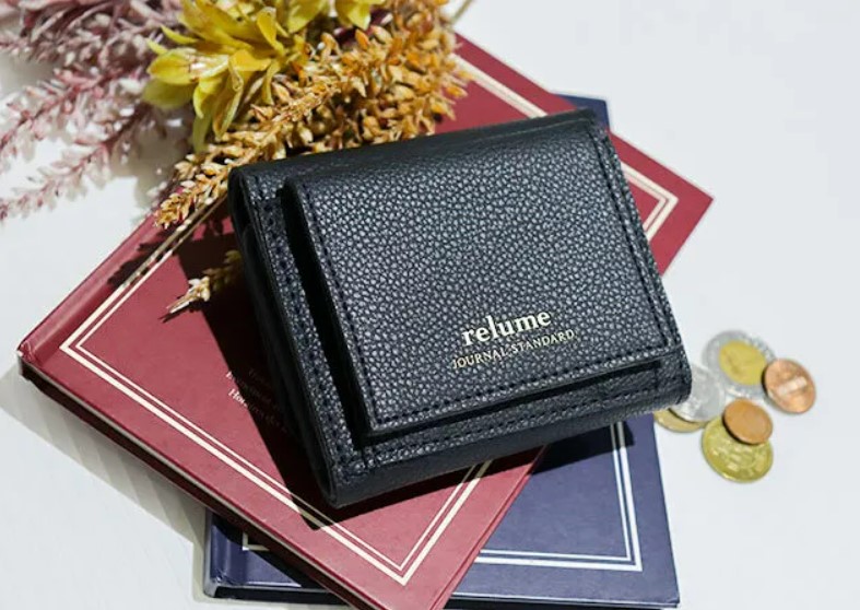 Journal Standard Relume กระเป๋าสตางค์สามพับ หนังสีดำดูดีมีสไตล์