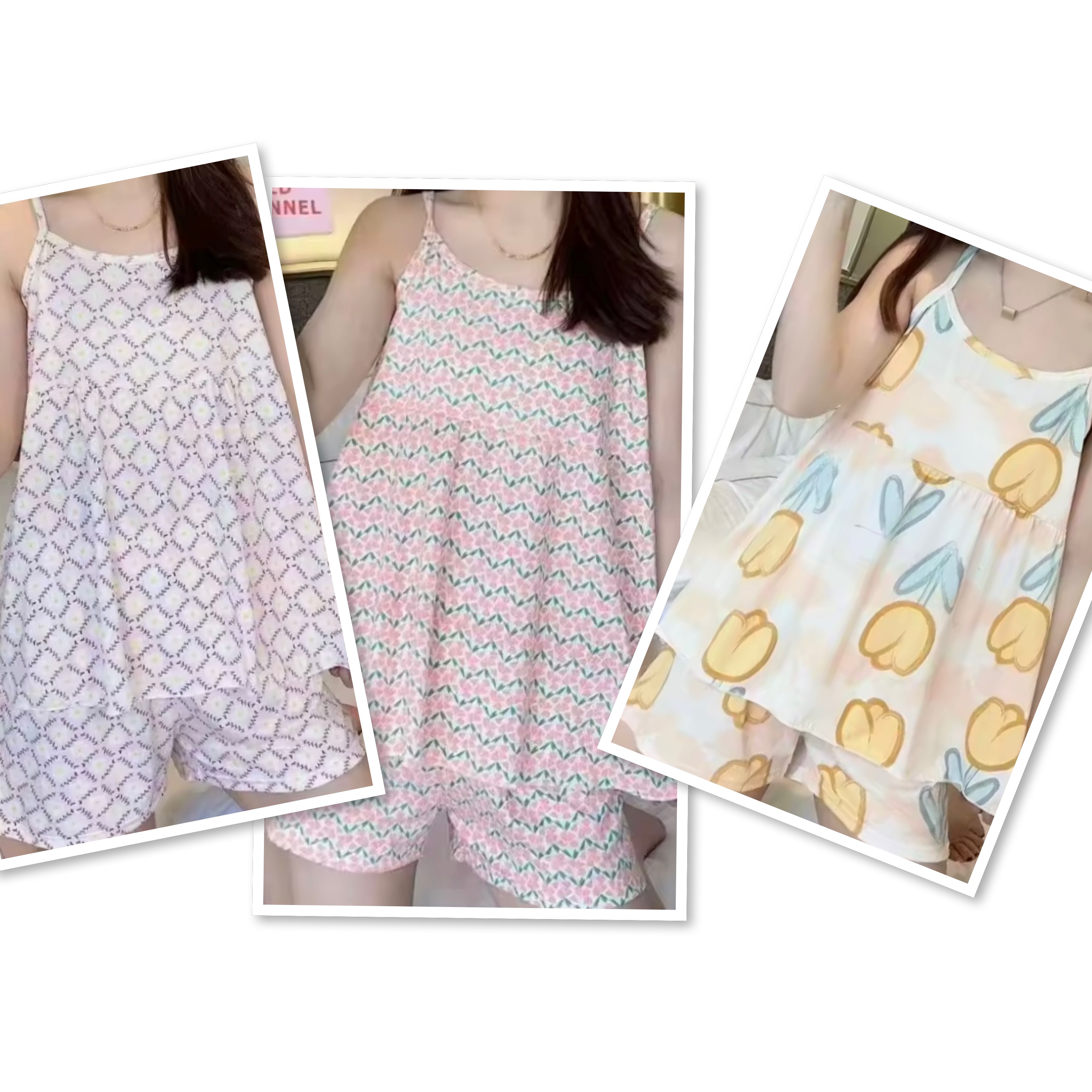 🌙ชุดนอนเซ็ต 2 ชิ้น เสื้อสายเดี่ยว ใส่สบาย 🎀