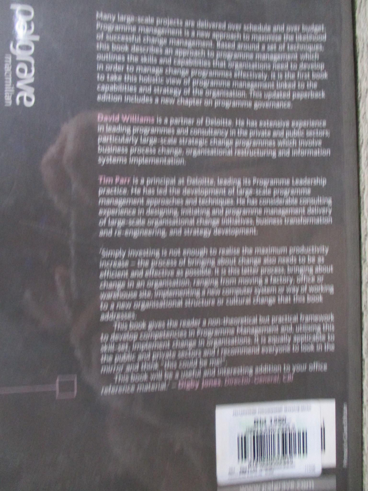 Enterprise Programme Management: Delivering Value / David Williams , Tim Parr / การเพิ่มประสิทธิภภาพในองค์กร