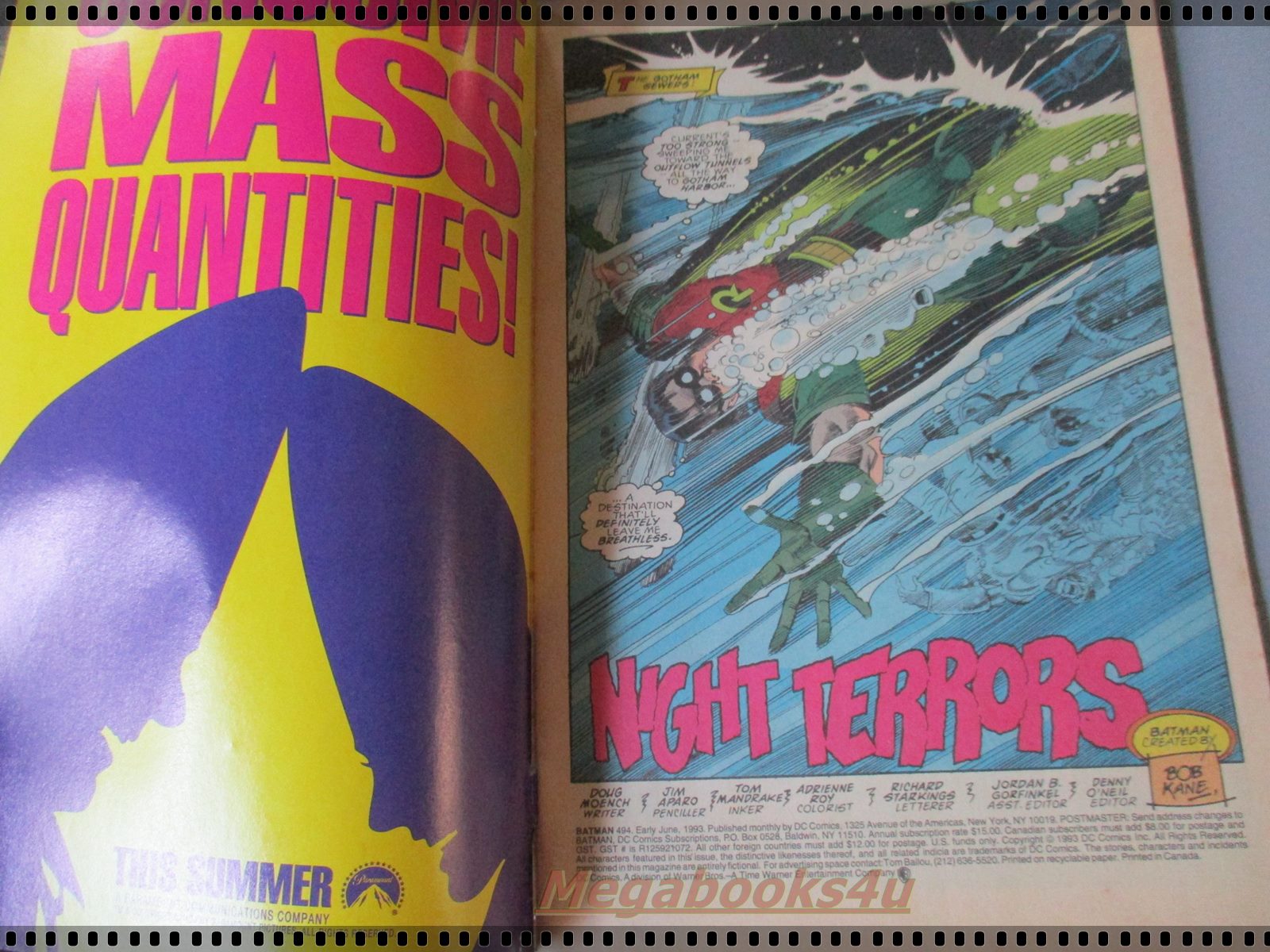 การ์ตูน DC comics การ์ตูนภาษาอังกฤษ แบทแมน BATMAN ฉบับที่ 494 ปี2536 ตอน NIGHT TERRORS