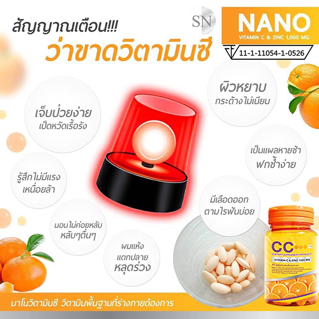วิตามินซี นาโน CC Vitamin C & Zinc 1000 mg.