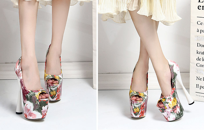 รองเท้าส้นสูง ไซต์ 34-43 สีดำ/ขาว