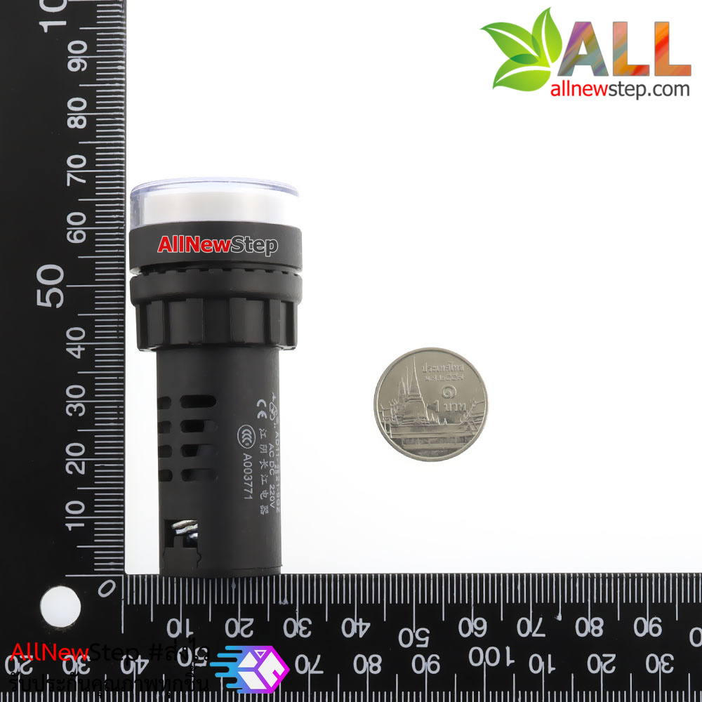 หลอดไฟสัญญาณ LED ขนาด 22 มม 220V Light Indicator Signal Pilot Lamp AC/DC 220V สีขาว