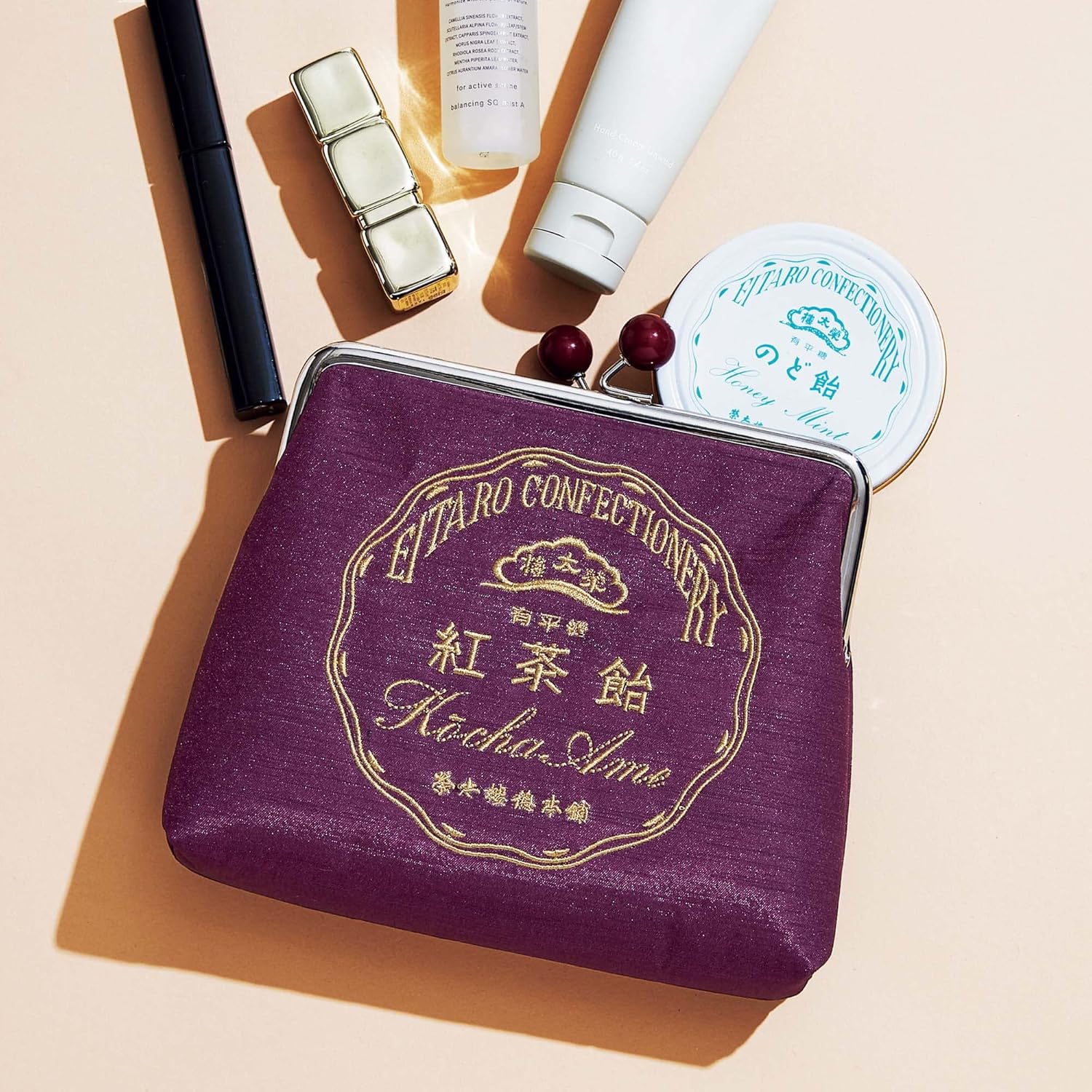 Eitaro Sohonpo Tea Candy Bag Pouch กระเป๋าใส่ของสีม่วงสไตล์ชานตุง (มีกล่อง)