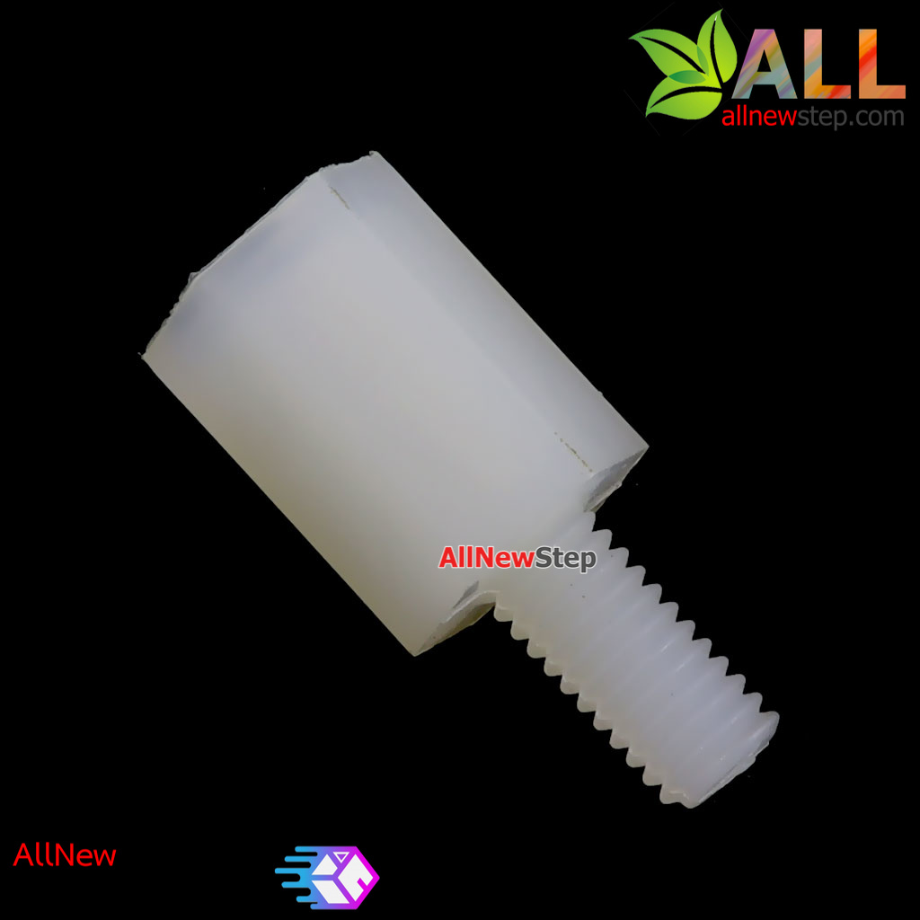 น็อตไนลอน NUT Nylon M3 ขนาด 8+6mm สีขาว จำนวน 1 ชิ้น