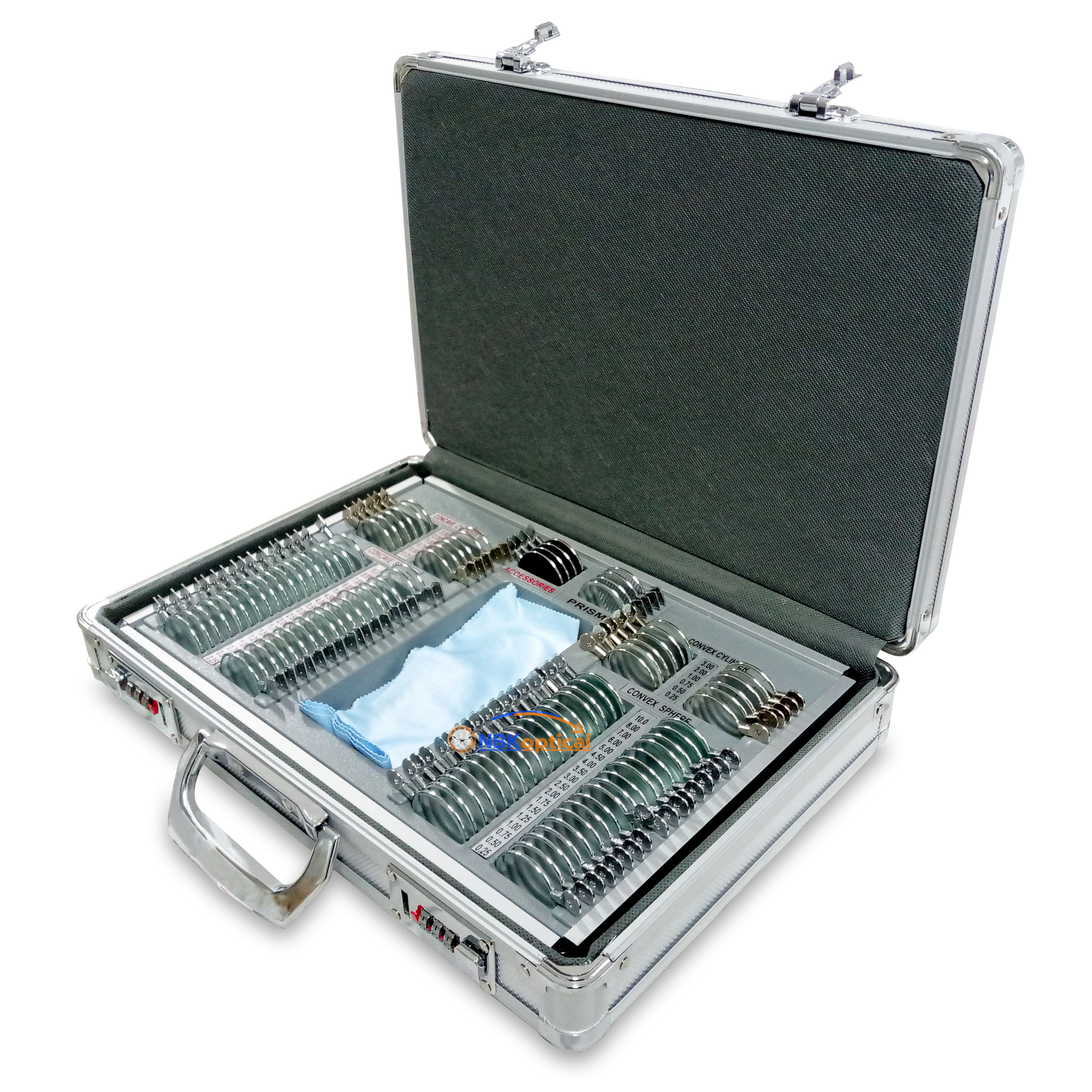 Trial lens set เลนส์เซ็ท ขอบโลหะ เลนส์กระจก (MT S) +-1000 (กล่องอะลูมิเนียม)