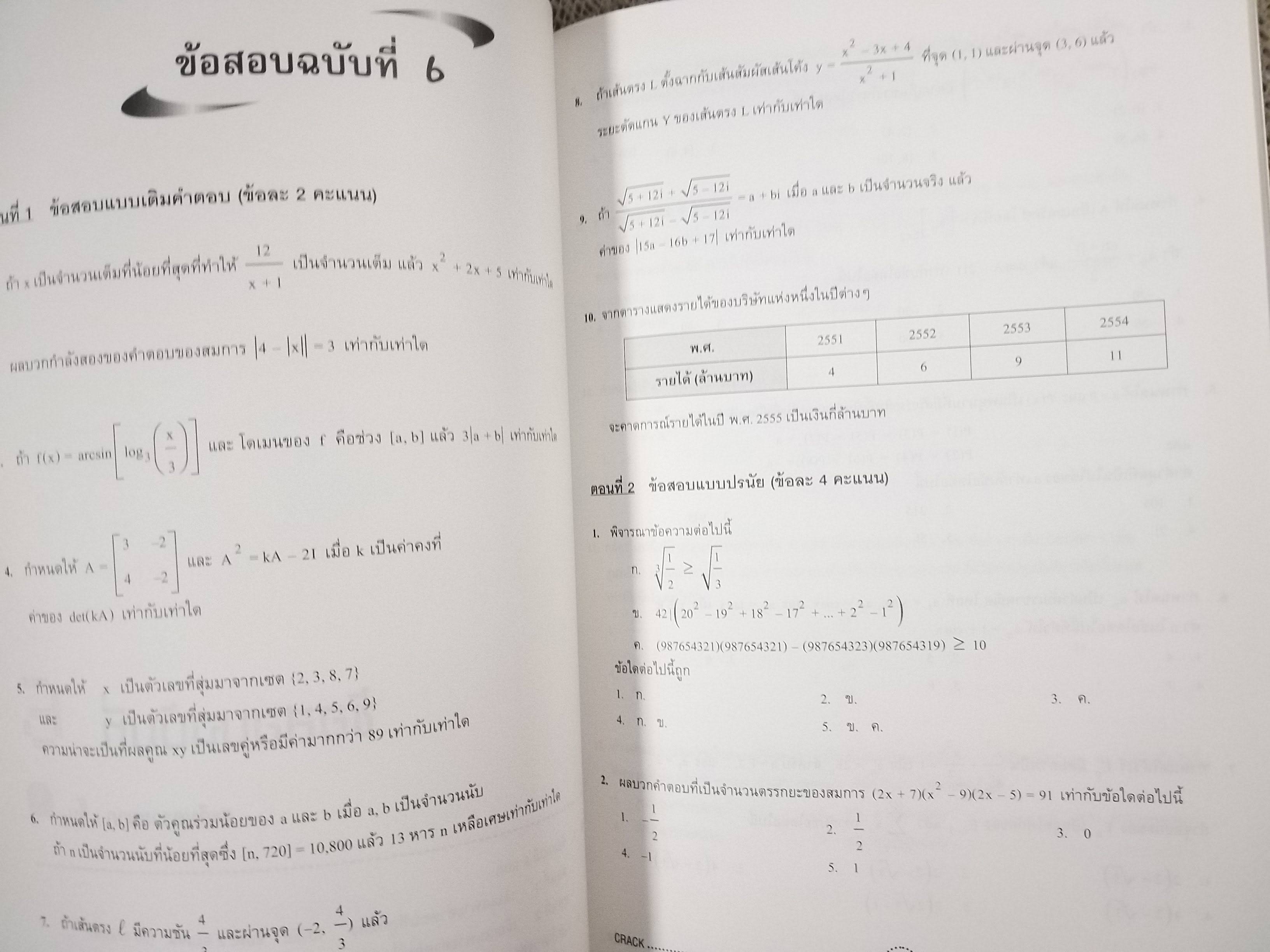 CRACK แนวข้อสอบวิชาคณิตสาสตร์เพื่อสอบ · ผู้เขียน: ณัฐ อุดมพาณิชย์
