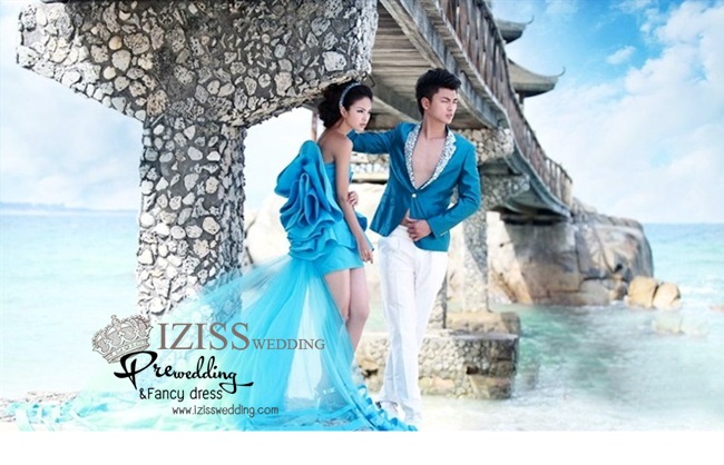 **พรีออเดอร์**ชุดถ่ายพรีเว็ดดิ้ง (pre wedding dress) ชุดแฟนตาซีชายหญิง "ธีมสีฟ้าน้ำทะเล"