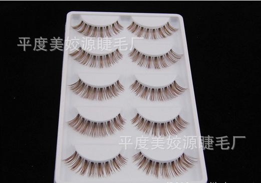 HW-19# ขนตาเอ็นใส สีน้ำตาล (ขายปลีก) เเพ็คละ 5 คู่ ขายยกเเพ็ค