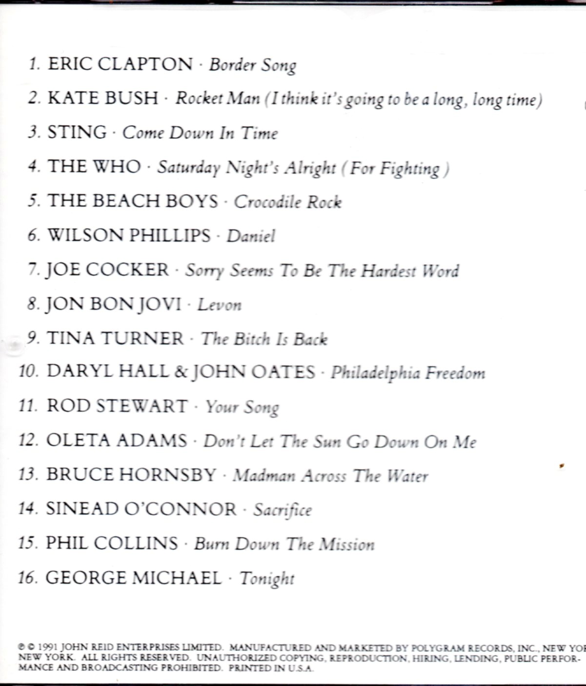 CD,Two Rooms - Celebrating the Songs of Elton John & Bernie Taupin(รวมสากล)(1991)(USA)