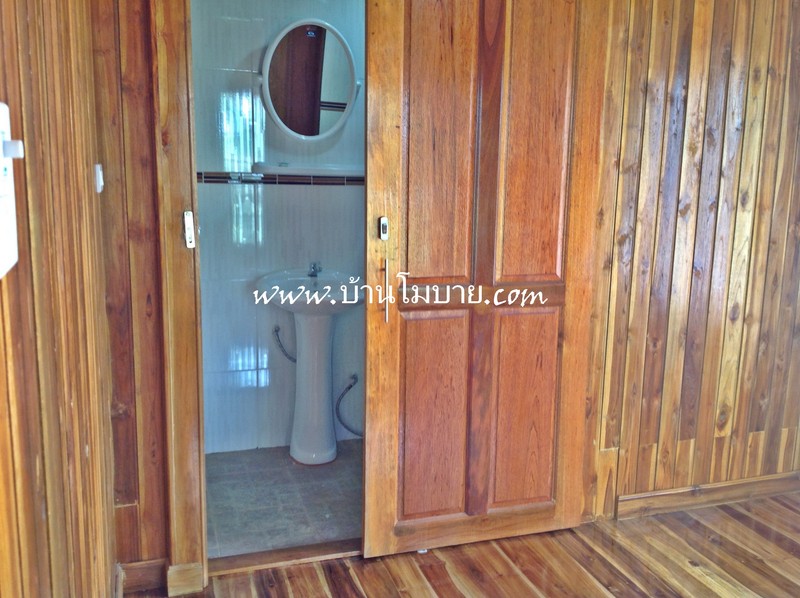 บ้านไม้สัก ขนาด 4*6 เมตร ประตูสไลด์ ทุกบาน (1 ห้องนอน 1 ห้องน้ำ 1 ห้องนั่งเล่น)
