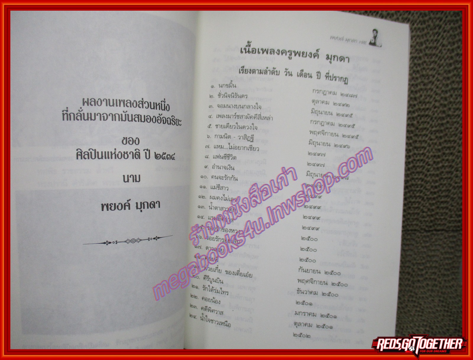 หนังสือ คอนเสิร์ต เชิดชูครูเพลง ครั้งที่5 พยงค์ มุกดา (หนังสือบ้าน มือสอง) (สภาพ85-95%)