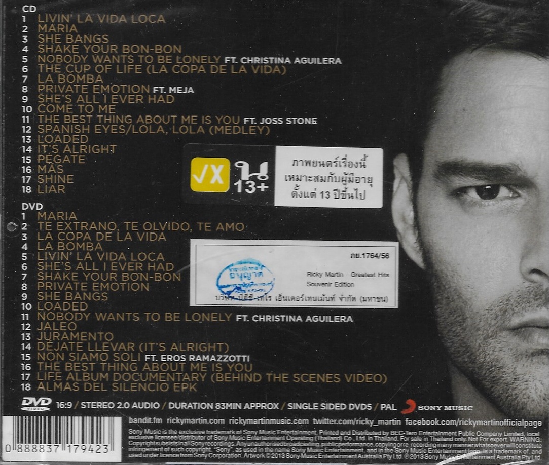 CD+DVD,Ricky Martin - Greatest Hits Souvenir Edition (2013)(Thai)