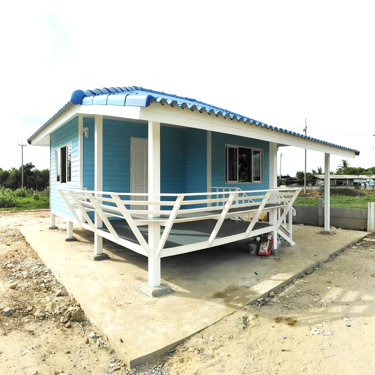 บ้านน็อกดาวน์โครงสร้างเหล็ก ขนาด 4*6 เมตร พร้อมระเบียง ขนาด 2*3 เมตร