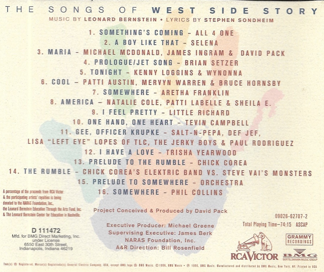 Used CD,The Songs Of West Side Story (C)(Various Artists)(1996)(USA)