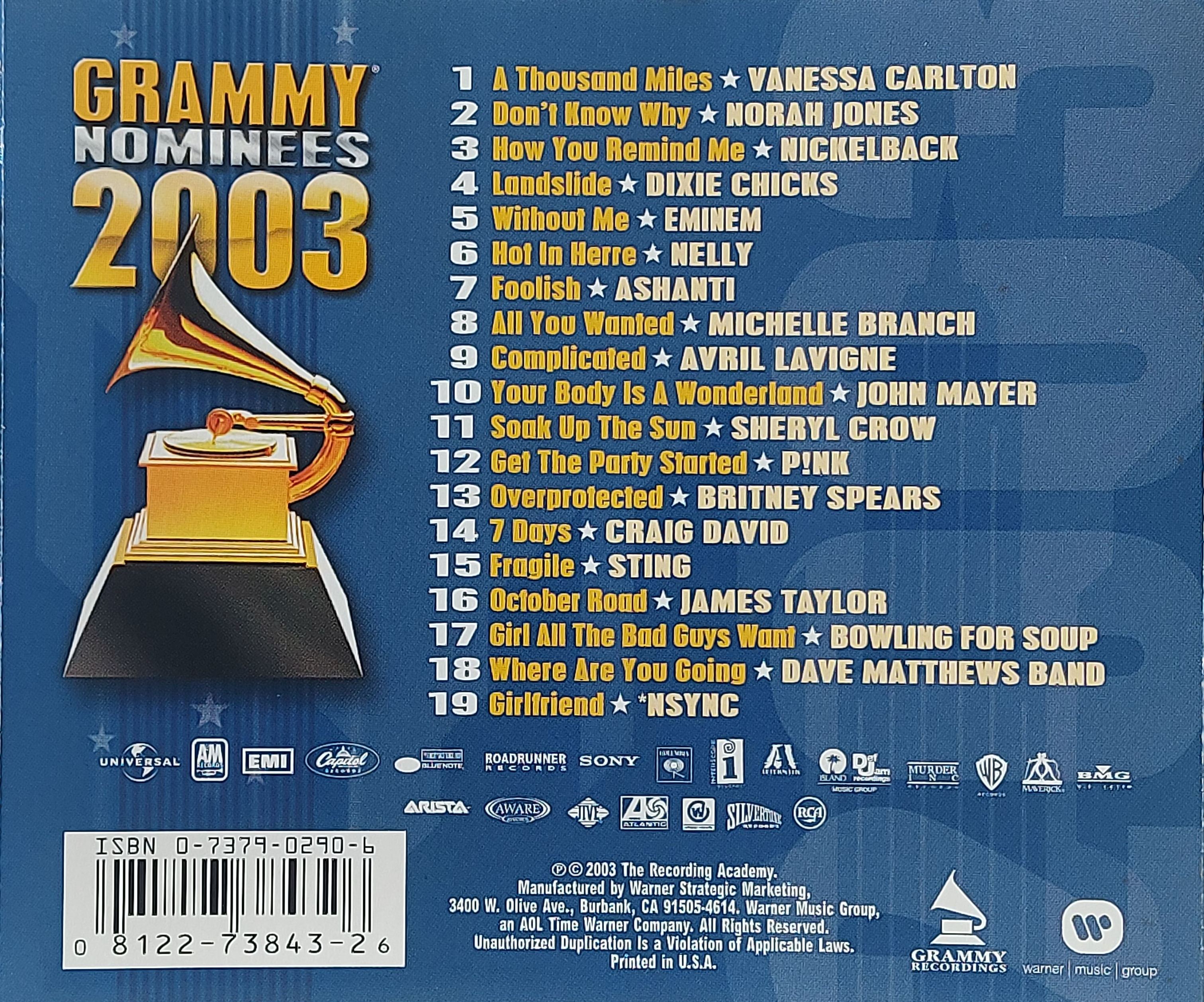 Used CD,2003 Grammy Nominees (B)(Various Artists)(2003)(USA)