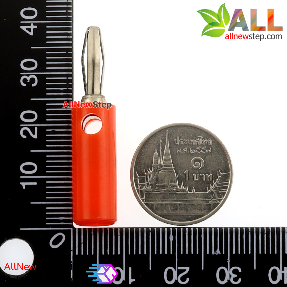 Banana socket banana plug 4MM banana head แจ๊กแบบกล้วย บานานาปลั๊ก ตัวผู้ขนาด 4mm สีแดง จำนวน 1 ชิ้น