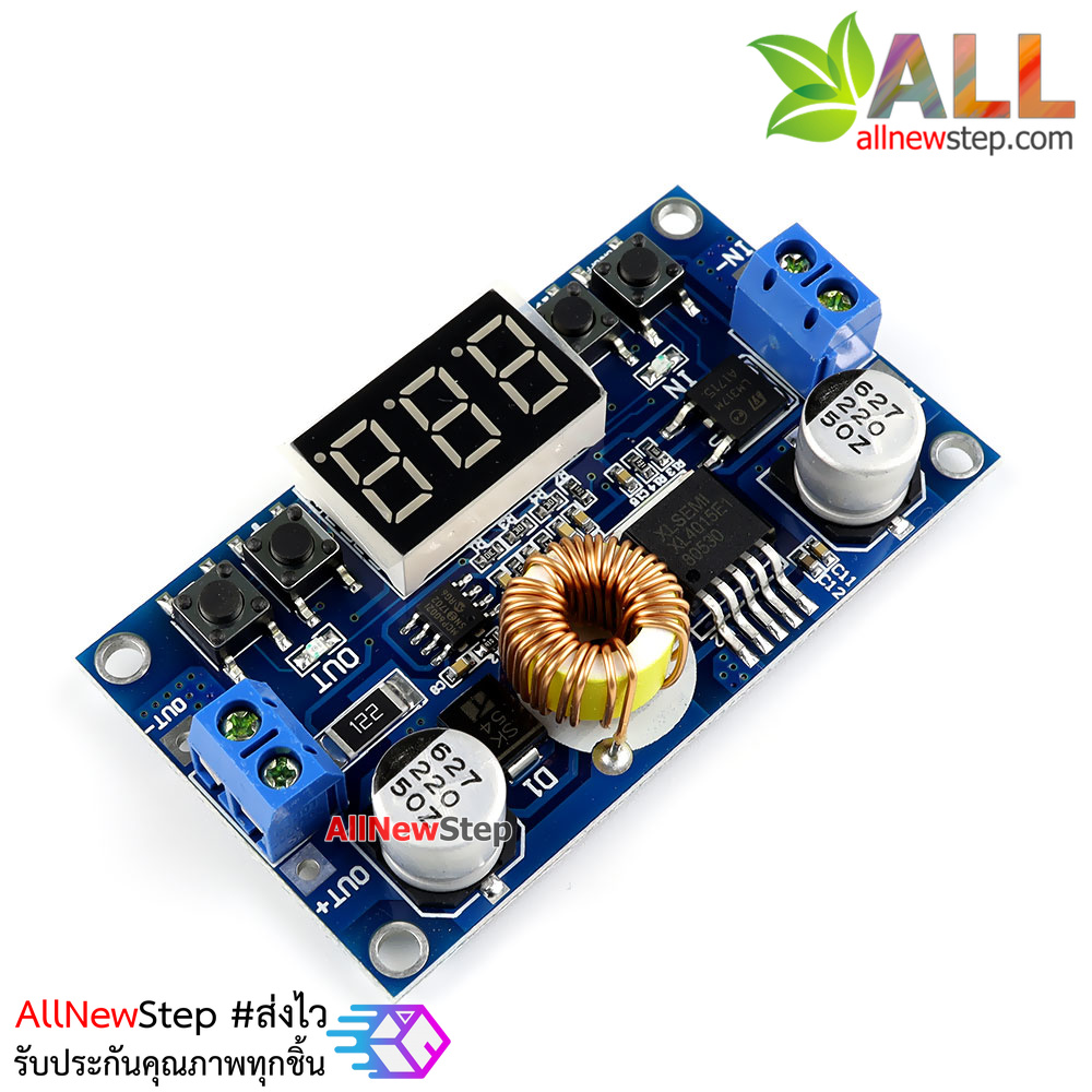 XL4015 โมดูลแปลงไฟ step down 5-36V เป็น 1-32V กระแสสูงสุด 5A ควบคุมด้วยระบบดิจิตอลพร้อมไฟ LED แสดงค่าแรงดันไฟฟ้า
