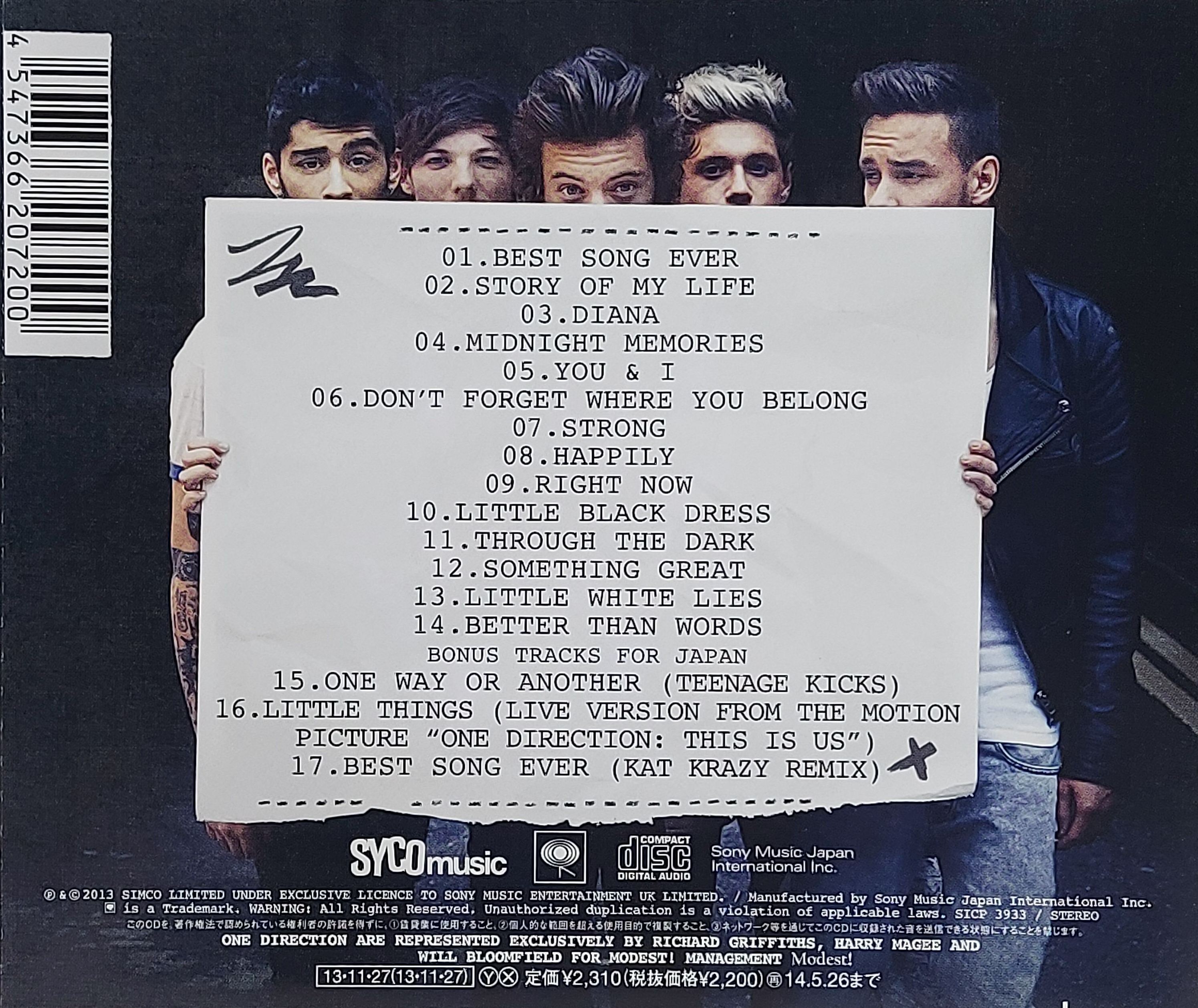 Used CD,One Direction - Midnight Memories (B)(2013)(Japan)