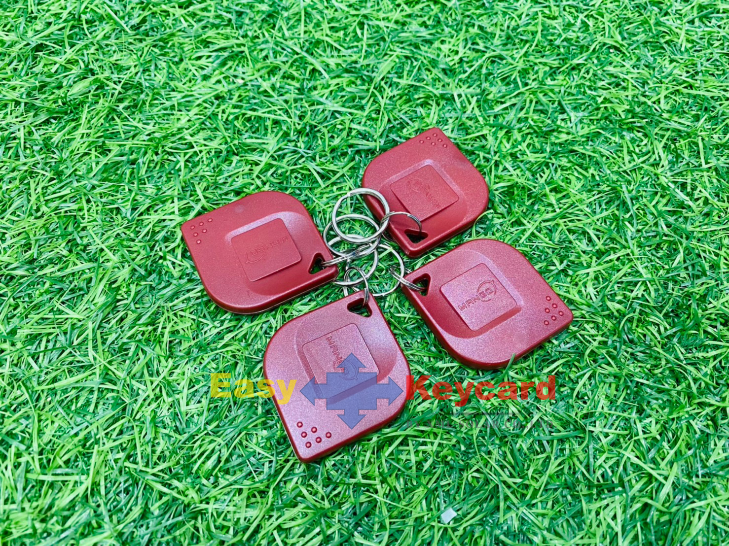 พวงกุญเเจคีย์การ์ด Keytag (Proximity 125Khz.) สีแดง (เเบบใบไม้ ยี่ห้อ mango)