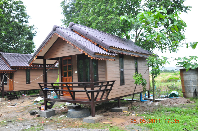 บ้านน็อคดาวน์ : บ้านโมบาย ทรงจั่ว ขนาด 3*6 เมตร ระเบียง 1*3 เมตร (1 ห้องนอน 1 ห้องน้ำ)