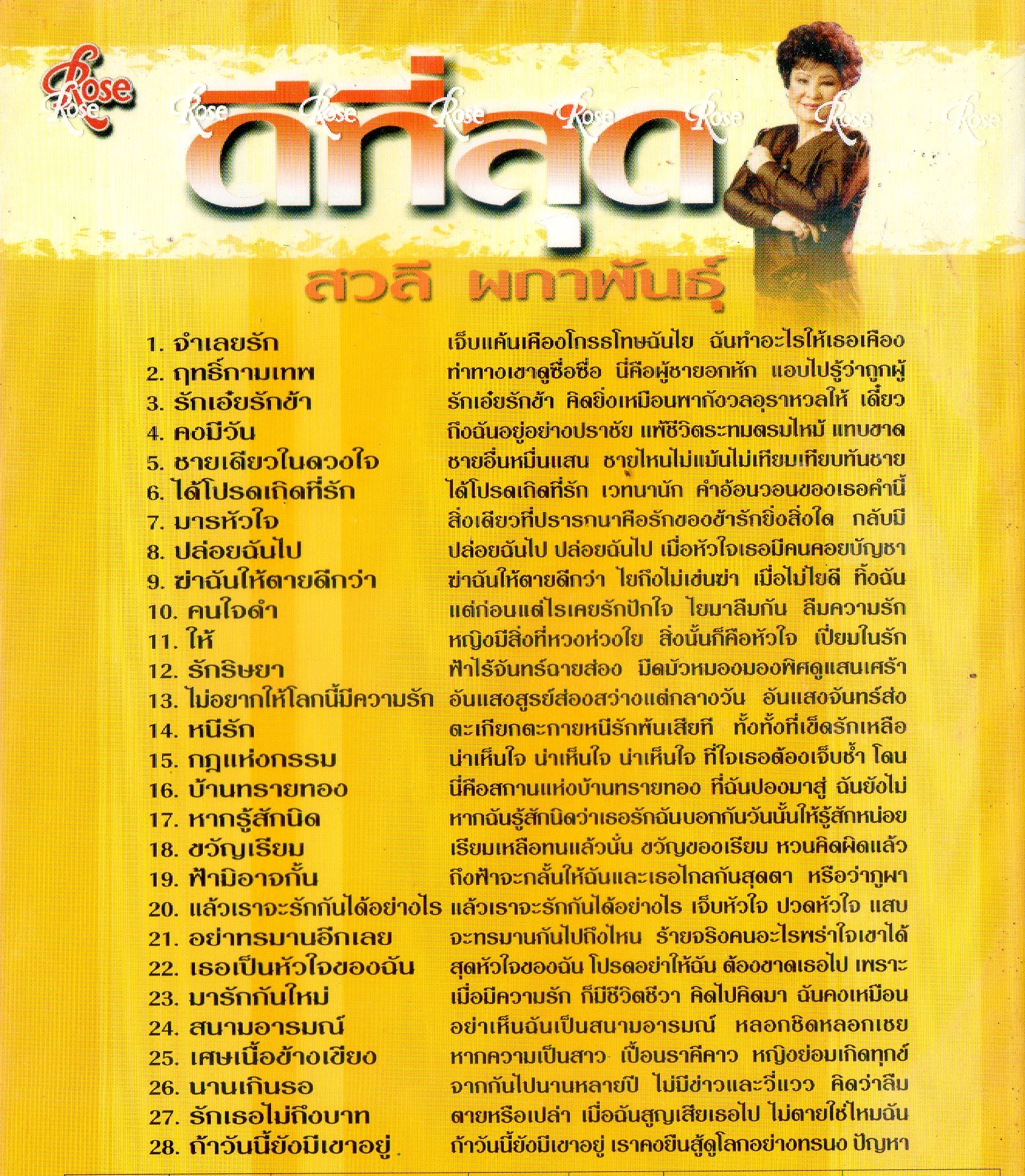 DVD Karaoke,สวลี ผกาพันธุ์ - ดีที่สุด รวม 28 ต้นฉบับเพลงฮิดที่ดีที่สุด(ดีวีดี คาราโอเกะ)(ลูกทุ่ง)(2546)