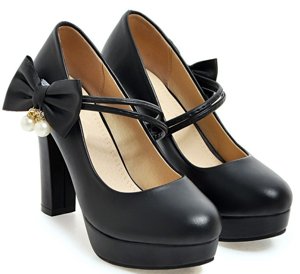 รองเท้าคัทชูส้นสูงน่ารักๆ ไซต์ 34-43 สีดำ/ขาว/ครีม/ชมพู/ม่วง