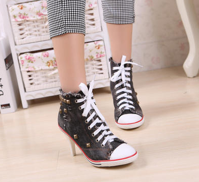 รองเท้าส้นสูง ไซต์ 34-40 สีฟ้าอ่อน ฟ้าเข้ม ขาว ดำ