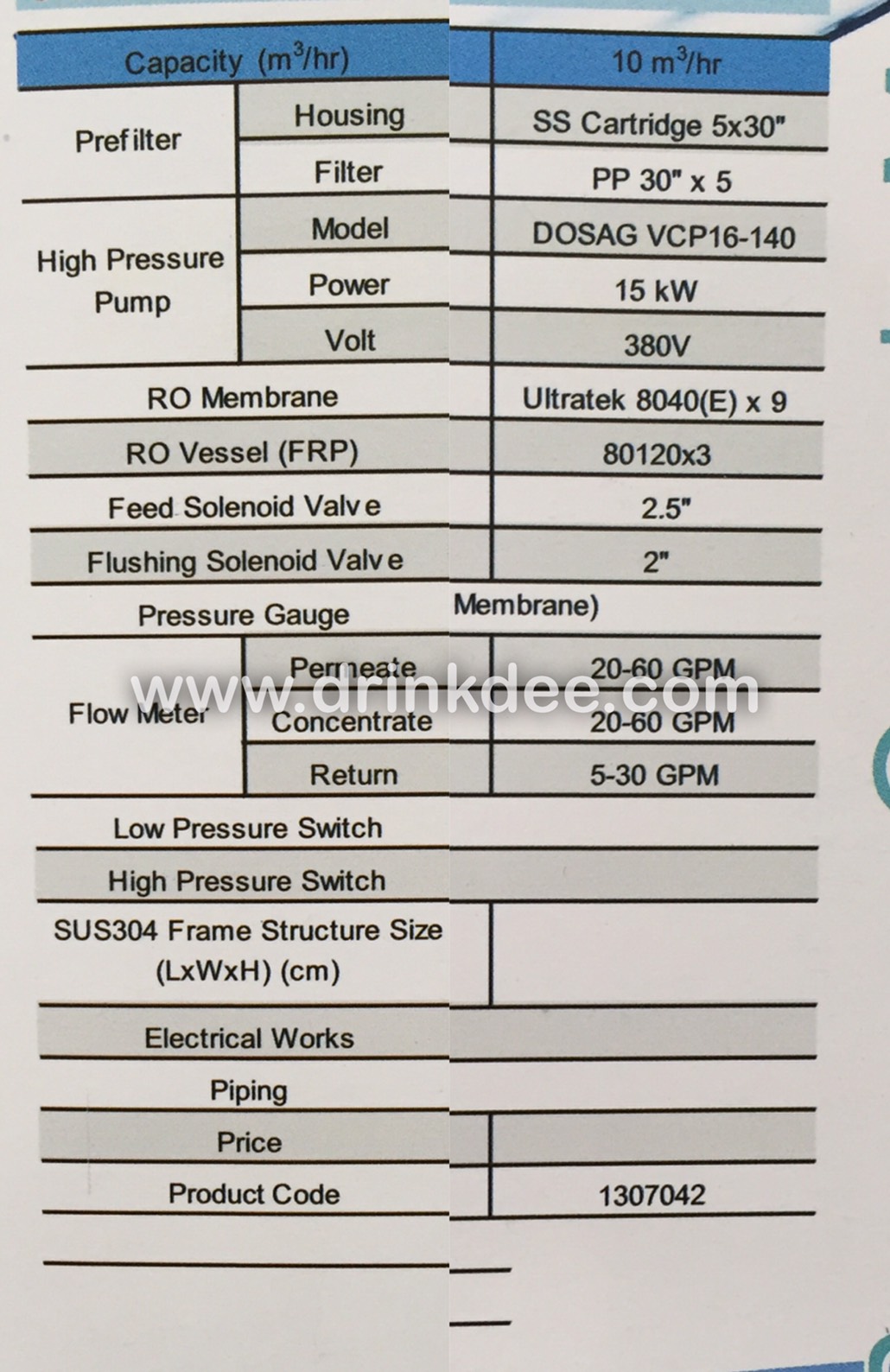 เครื่องกรอง RO.240,000 ลิตร/วัน