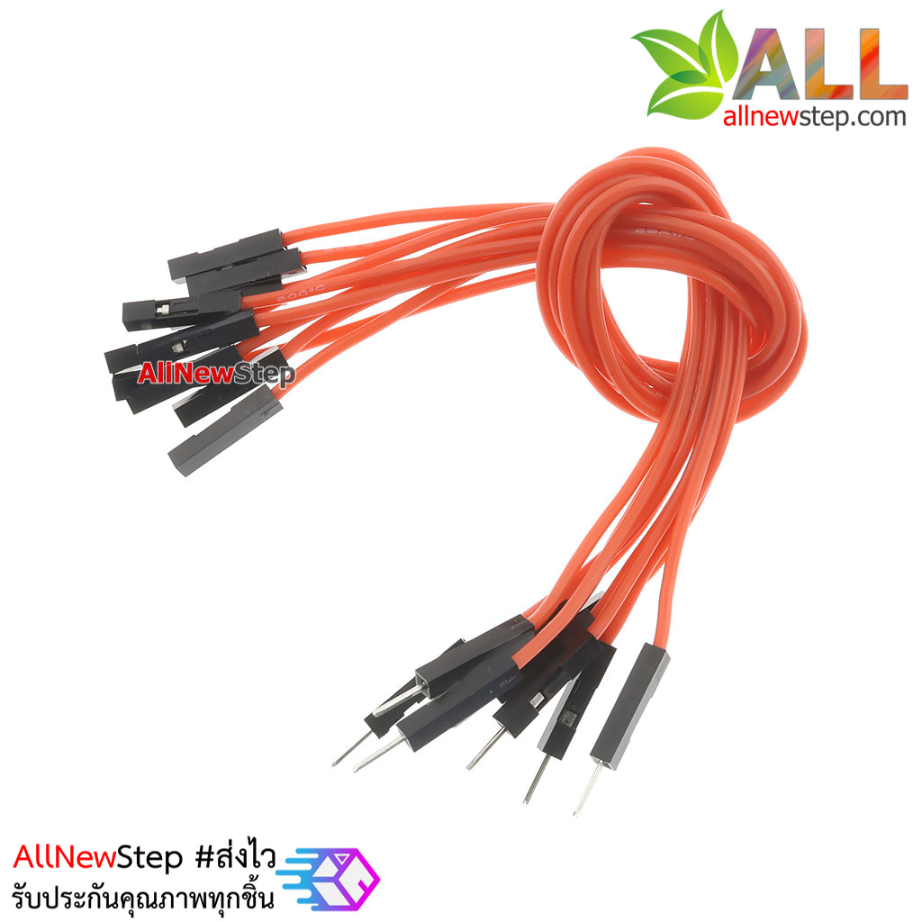 สายไฟจัมเปอร์ 20cm สาย jumper 20 cm จำนวน 10 เส้น ผู้-เมีย สีแดง