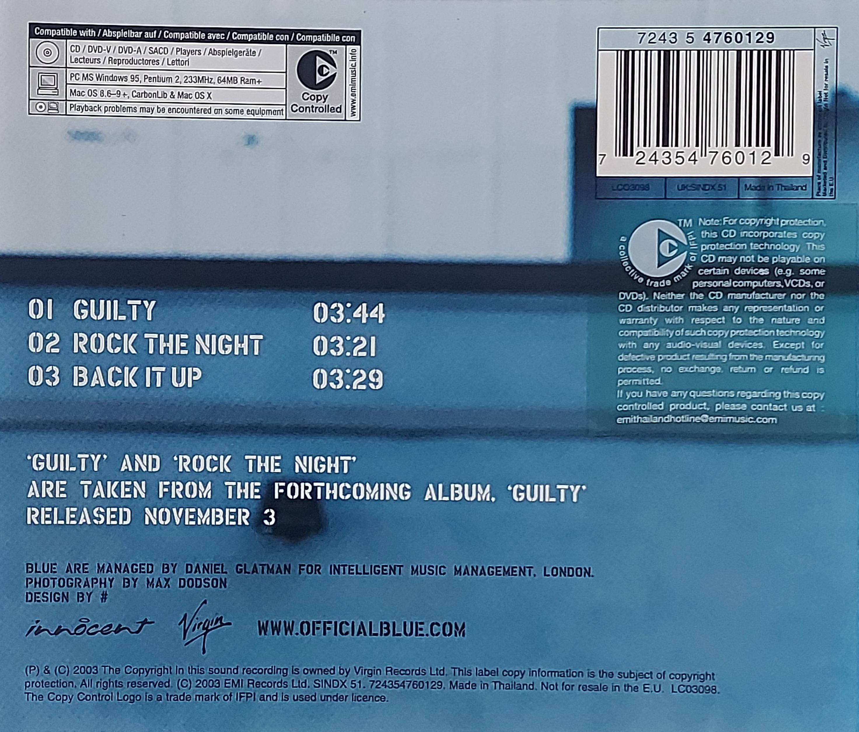 CD,Blue - Guilty (Single)(2003)(Thai)