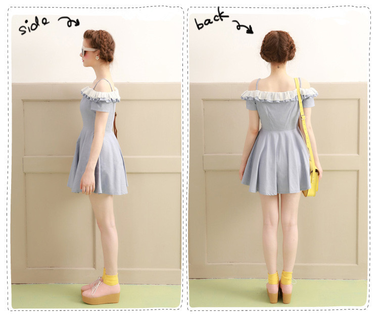 **หมดค่ะ**เดรสไหล่เสมออกตกแต่งด้วยระบายเทรนด์ใหม่สุดๆ